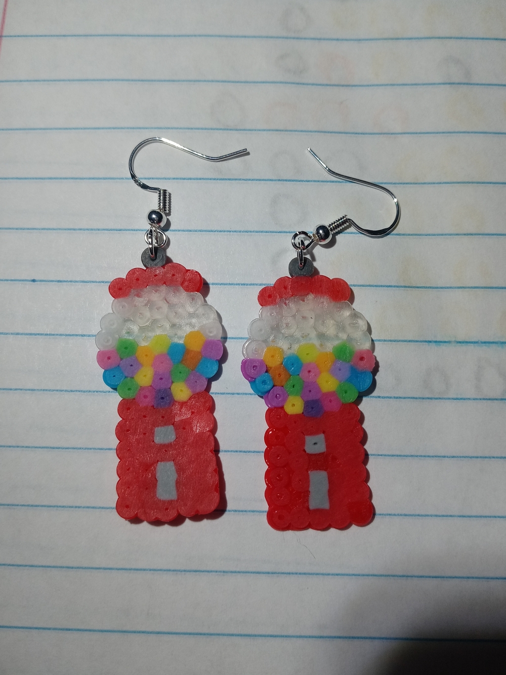 Kids Red Gumball Machine Bead Earrings - Colorful Bead Design